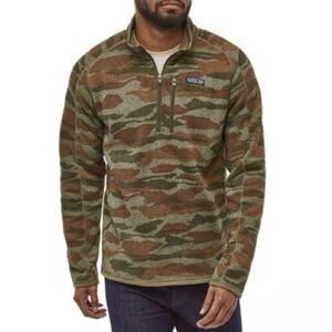 Patagonia‎ Men's Better Sweater Fleece 1/4 Zip Jacket Pullover Army Camouflage S